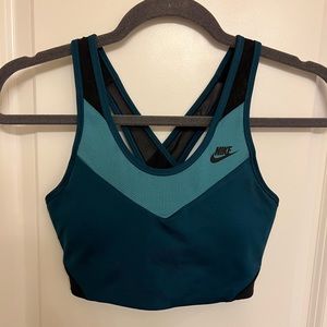 Nike Dri-fit Swoosh deep teal sports bra, Size M